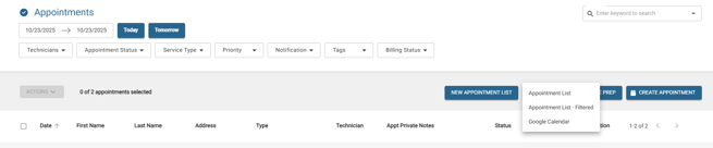 APPOINTMENT EXPORT
