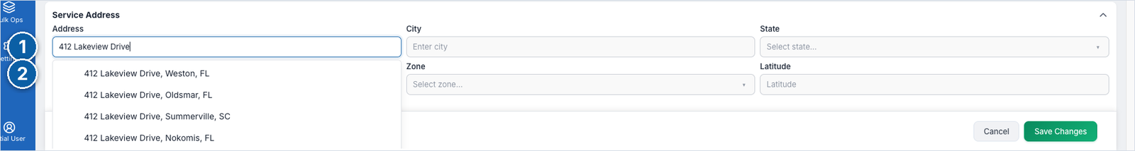 Address autocomplete suggestions