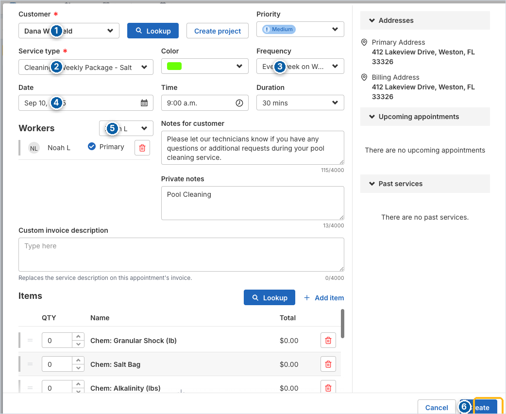 Create Appointment form